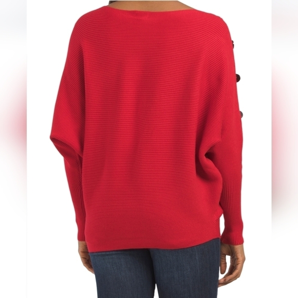 Greige Red Dolman Sleeveless Ribbed Sweater - Picture 3 of 15
